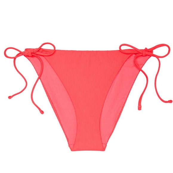 Victoria’s Secret PINK String Bikini Bottom Coral Blaze NWT Adjustable SMALL ☀️ - Picture 3 of 7